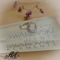 Сребърен дамски пръстен с камъни Swarovski R-289